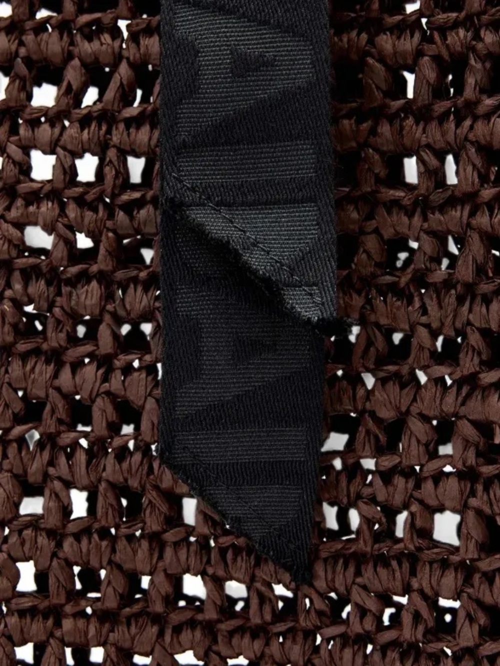 All Saints Woven Crochet Tote Bag with Ribbon Handles - Brown - Picture 5 of 5